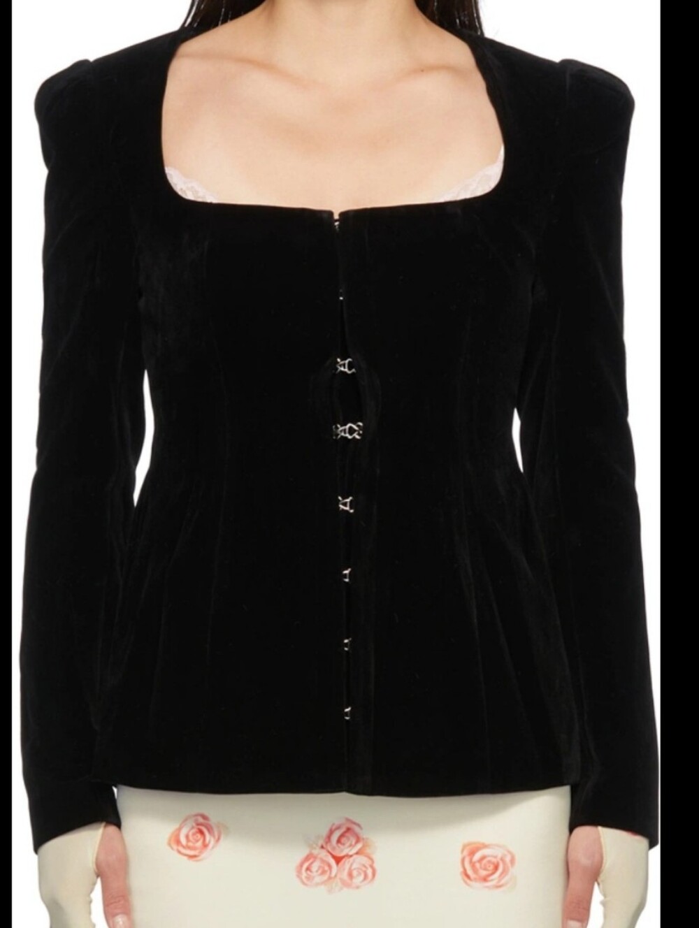 NODRESS SSENSE Black Velvet Victorian Square Neck Blazer Jacket Corset